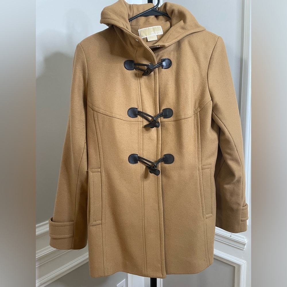 MICHAEL Michael Kors Camel Coat with Black Toggles